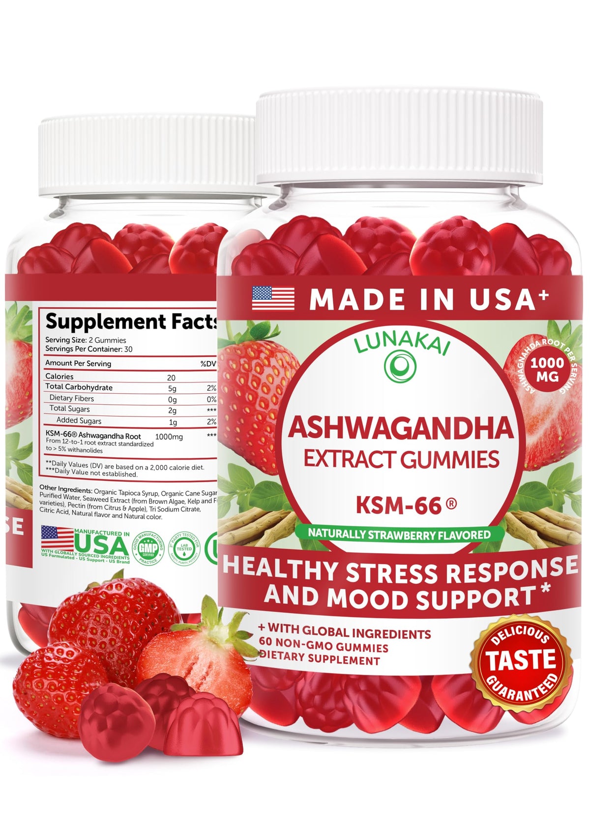 Lunakai Gummies KSM-66 Ashwagandha 60ct packaging front view