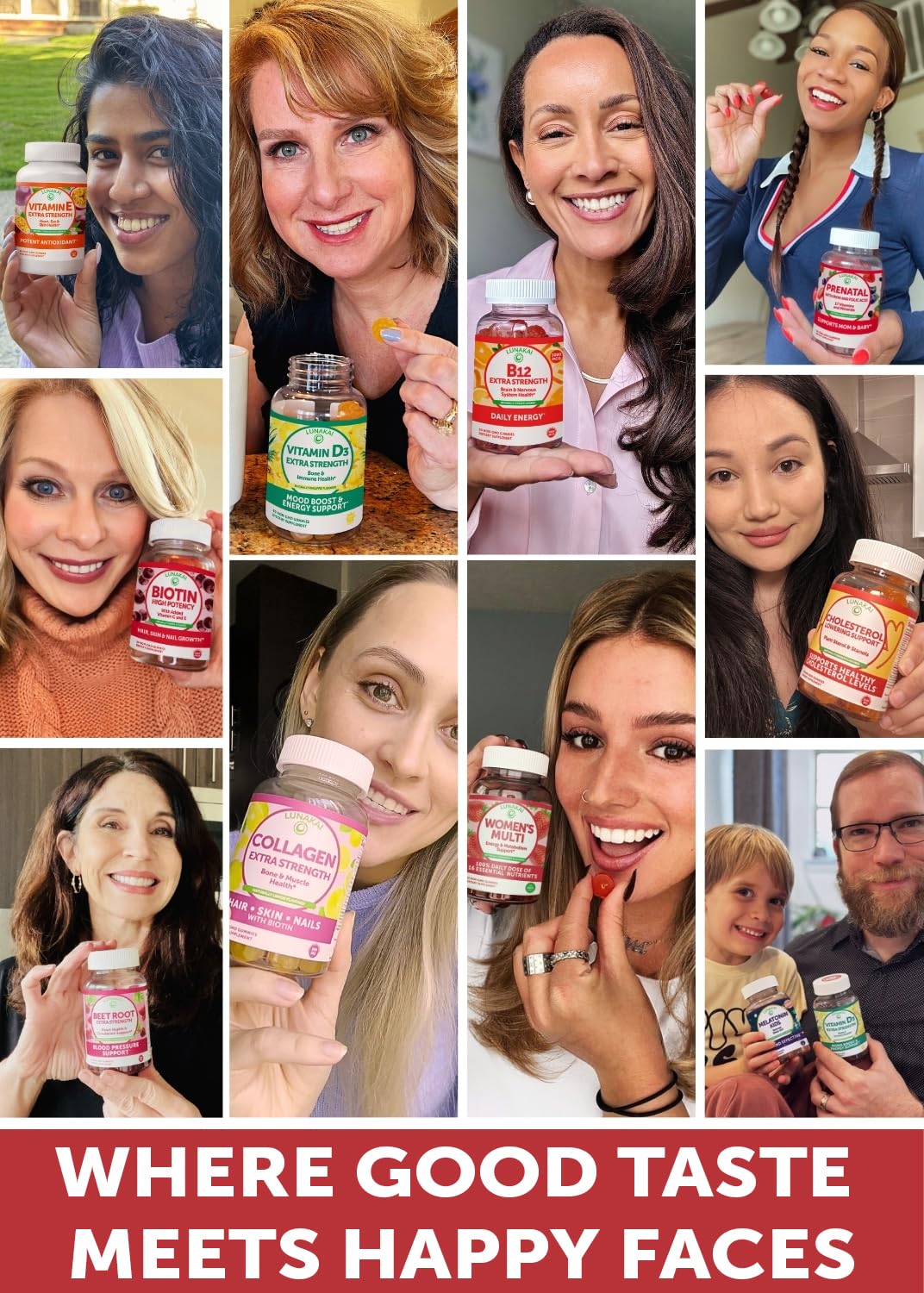 Lunakai Gummies Multivitamines Femmes 60 Ct - présentation du produit sur une table