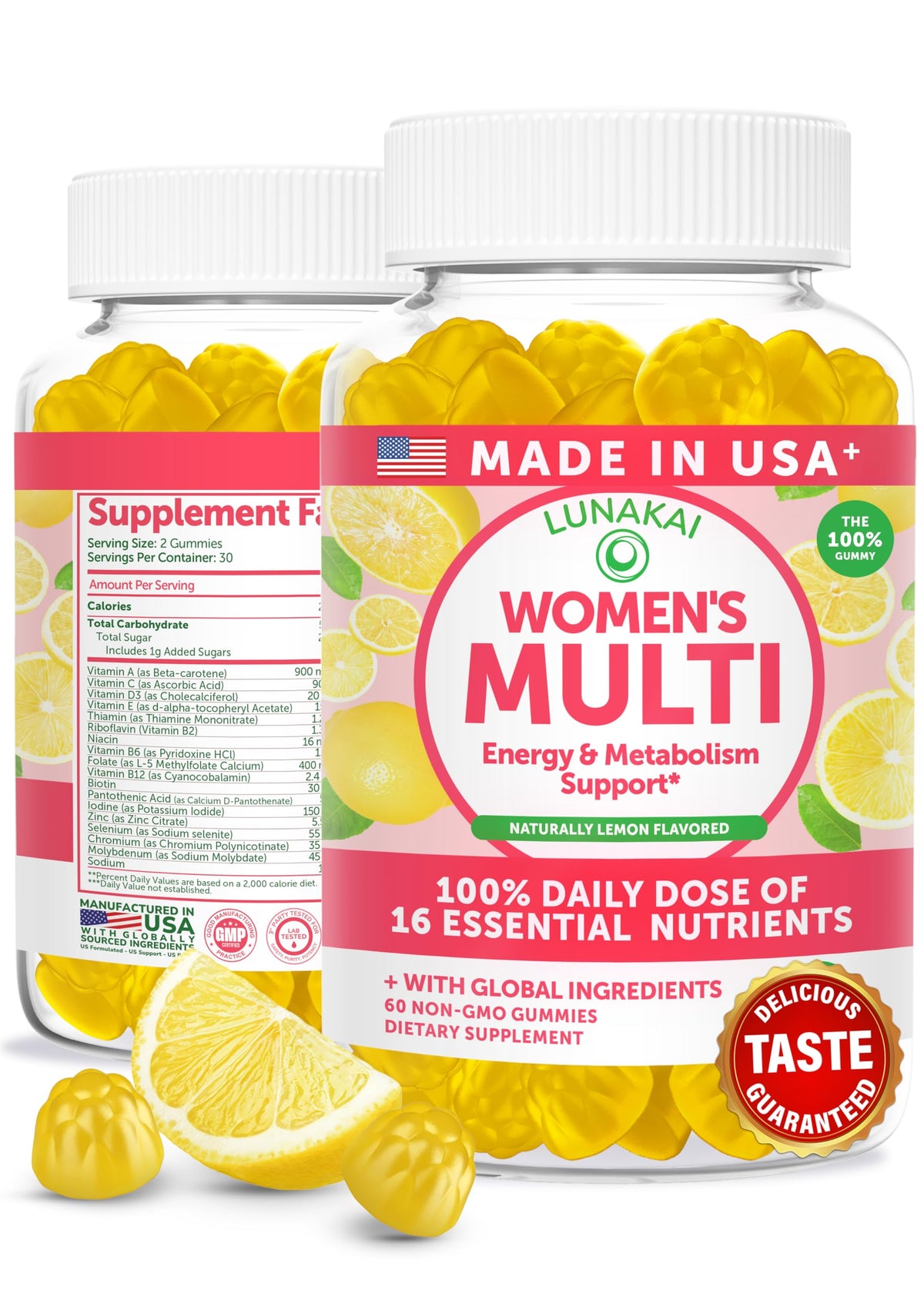 Lunakai Gummies Multivitamines Femmes 60ct vue avant avec étiquette