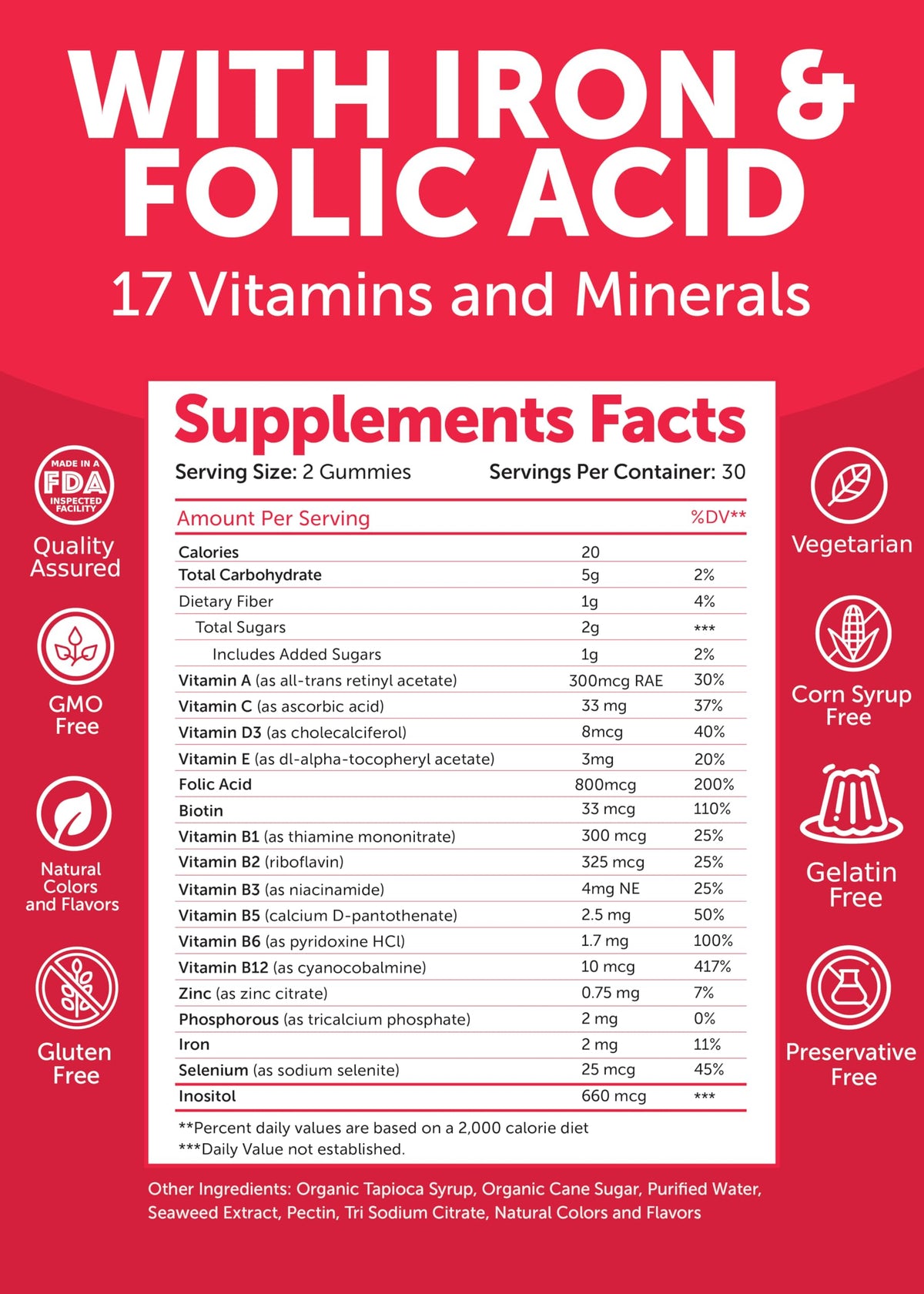 Lunakai Gummies Prénatales 17-en-1 présentation du produit sur une table
