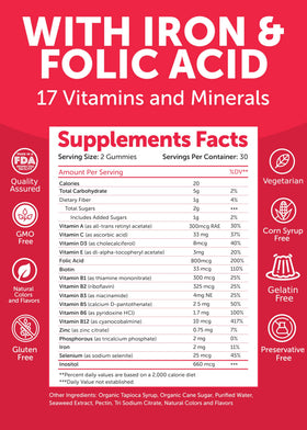 Lunakai Gummies Prénatales 17-en-1 présentation du produit sur une table