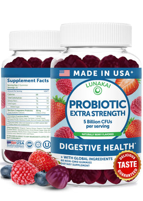 Lunakai Gummies Probiotiques 60 pièces vue de face avec emballage