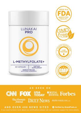 Lunakai L Methyl Folate 15mg étiquette avec ingrédients
