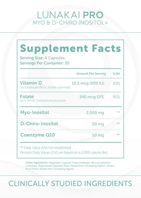 Lunakai Myo-Inositol D-Chiro Inositol sur une table en bois