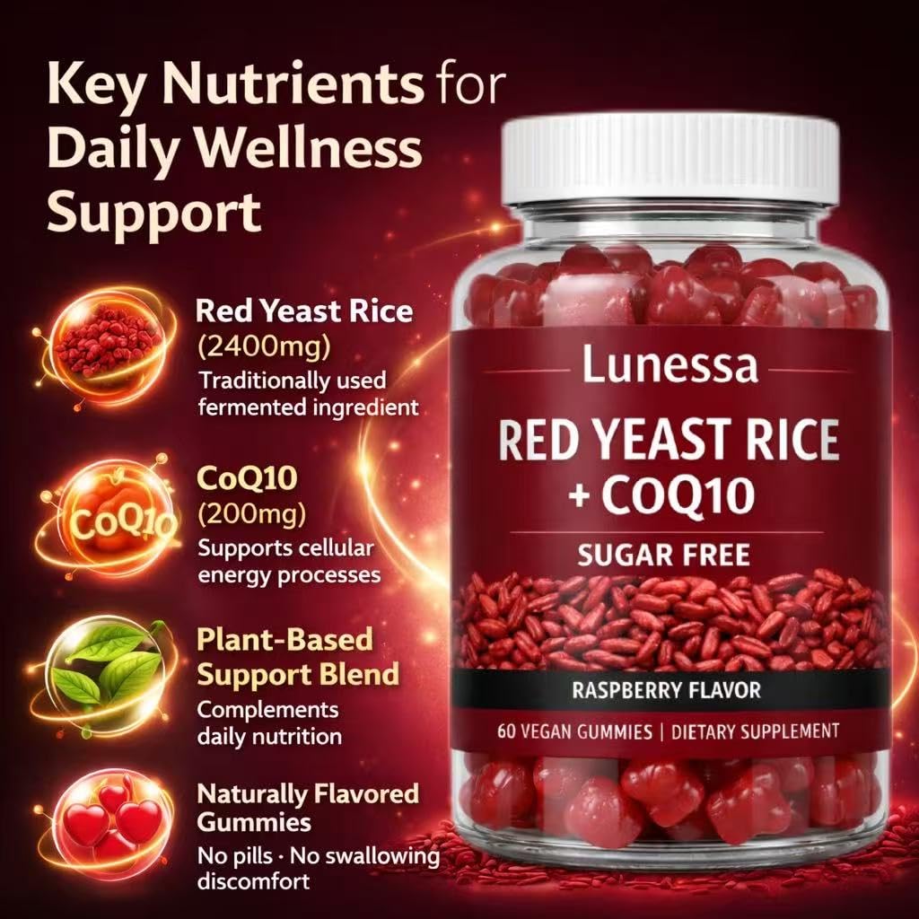 Lunessa Riz Rouge 2400mg gummies à côté d'une cuillère