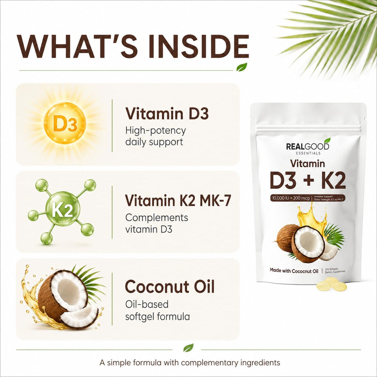 LUNESSA Vitamine D3K2 gélules et huile de noix de coco