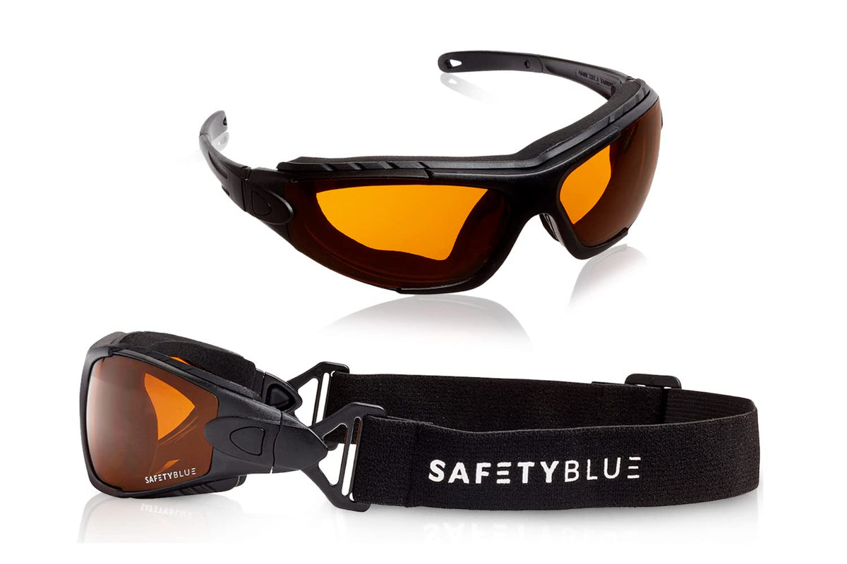 Lunettes de sommeil SafetyBlue avec verres rouges vue de face