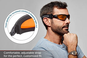 Lunettes SafetyBlue avec sangle douce vue de côté