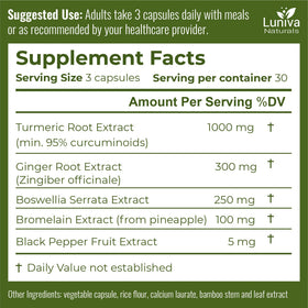 Luniva Naturals Complément Alimentaire Curcuma 90 Capsules sur une table