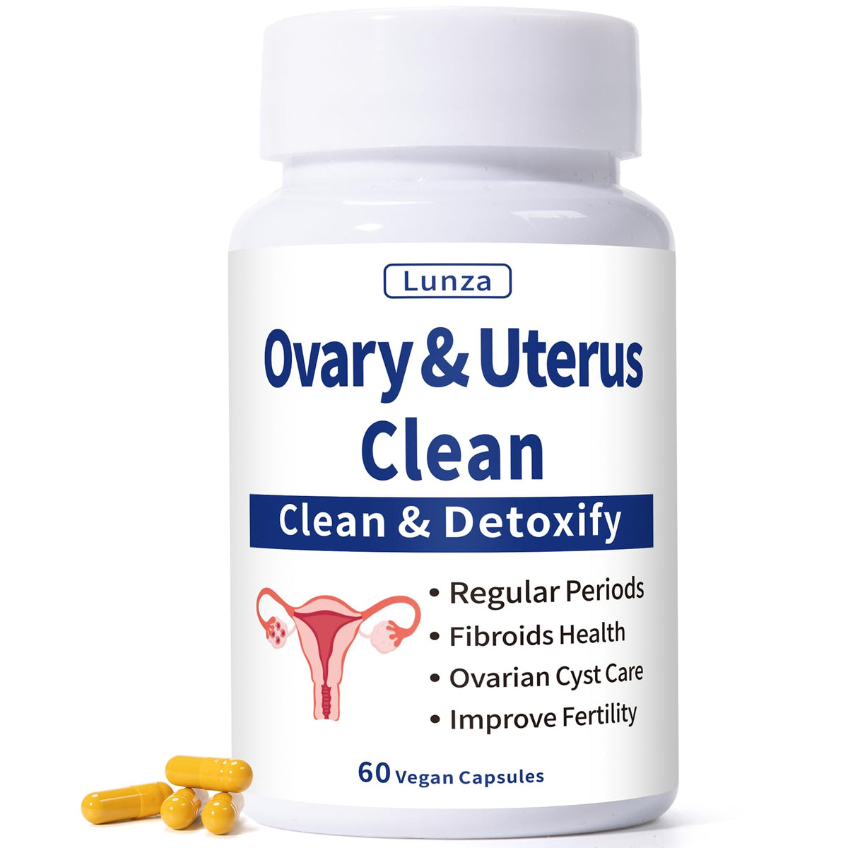 Lunza Nettoyage des Ovaires et de l'Uterus 60 capsules végétales vue de face