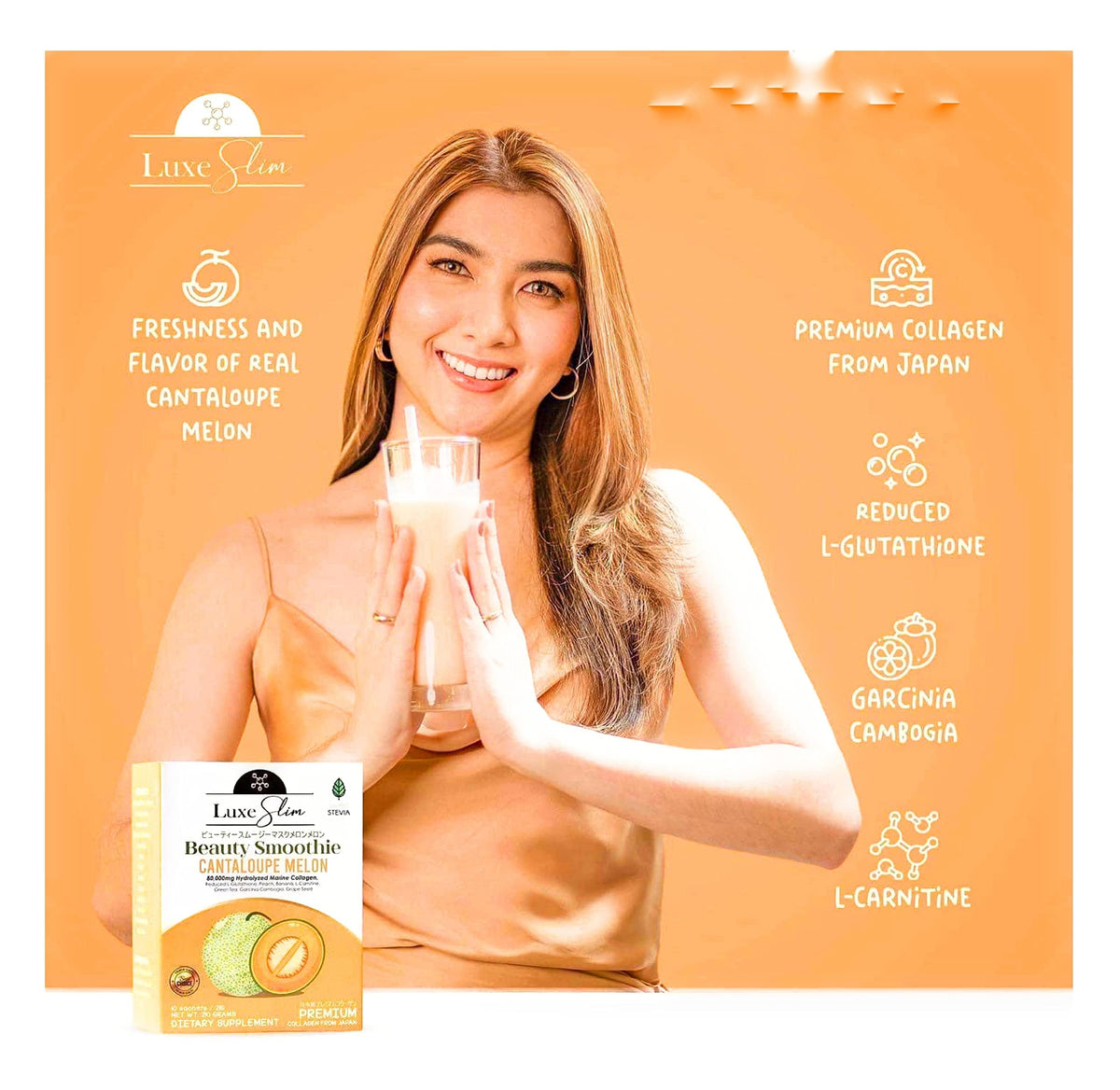 Luxe Slim Smoothie avec ingrédients frais autour