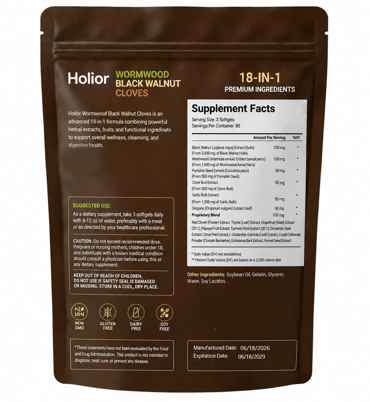 Luxero Holior gélules molles dans une main