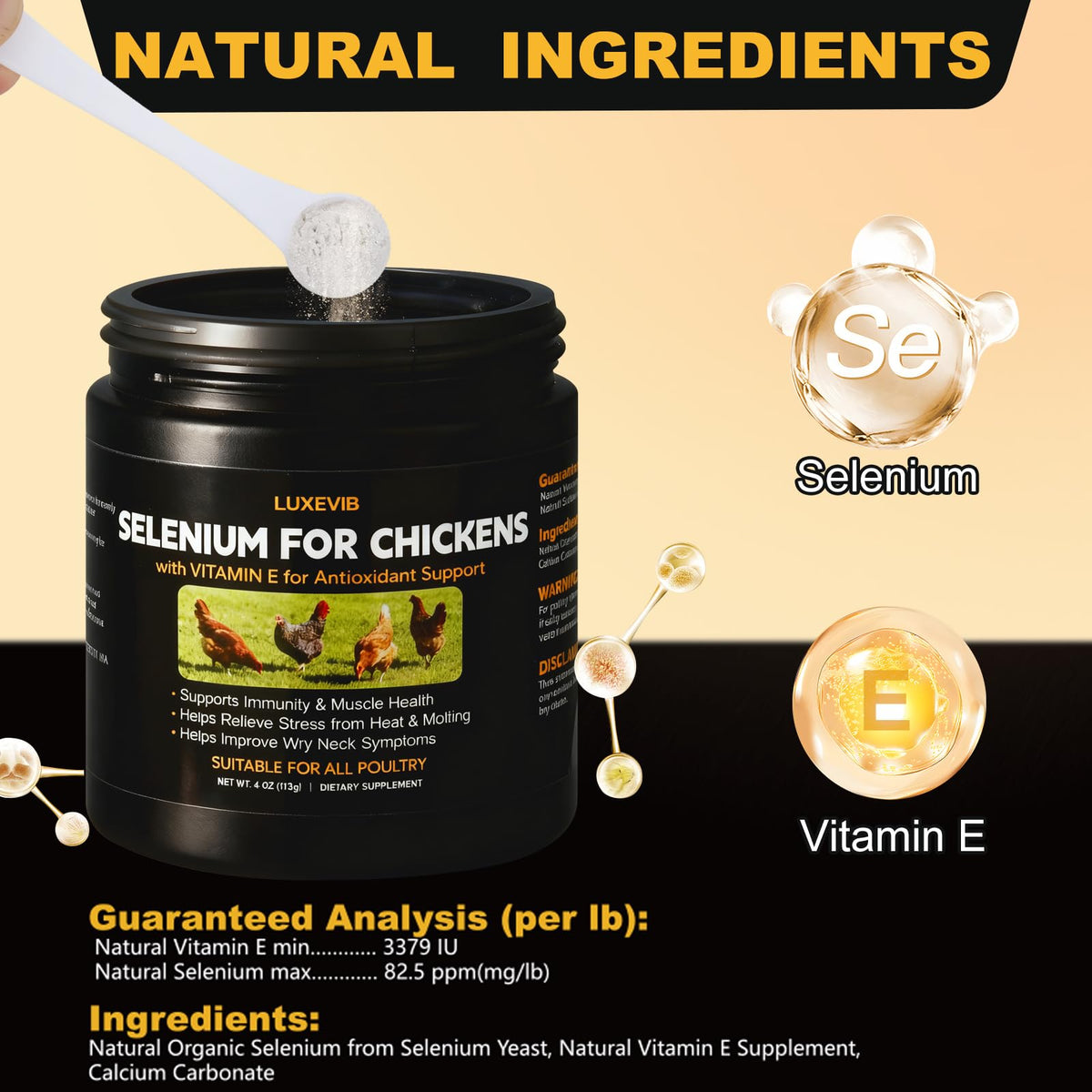 LuxeVib E+S Formule Vitalité Volaille 132g avec aliments pour volailles