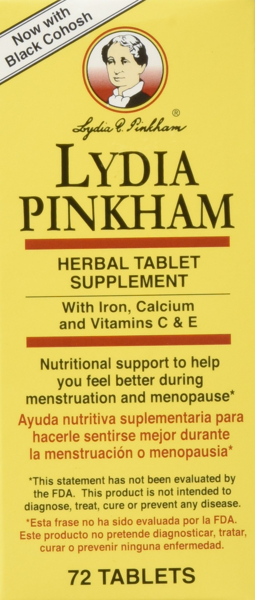 Lydia Pinkham comprimés pour menstruations et ménopause, emballage avant