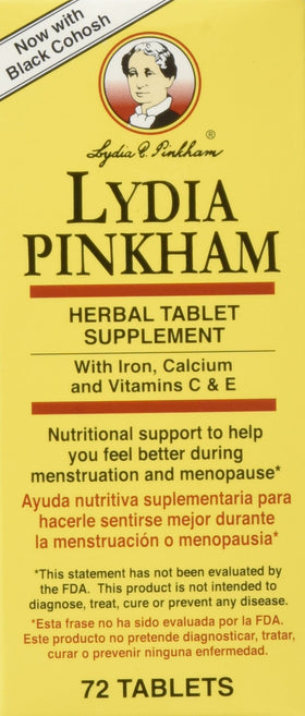 Lydia Pinkham comprimés pour menstruations et ménopause, emballage avant