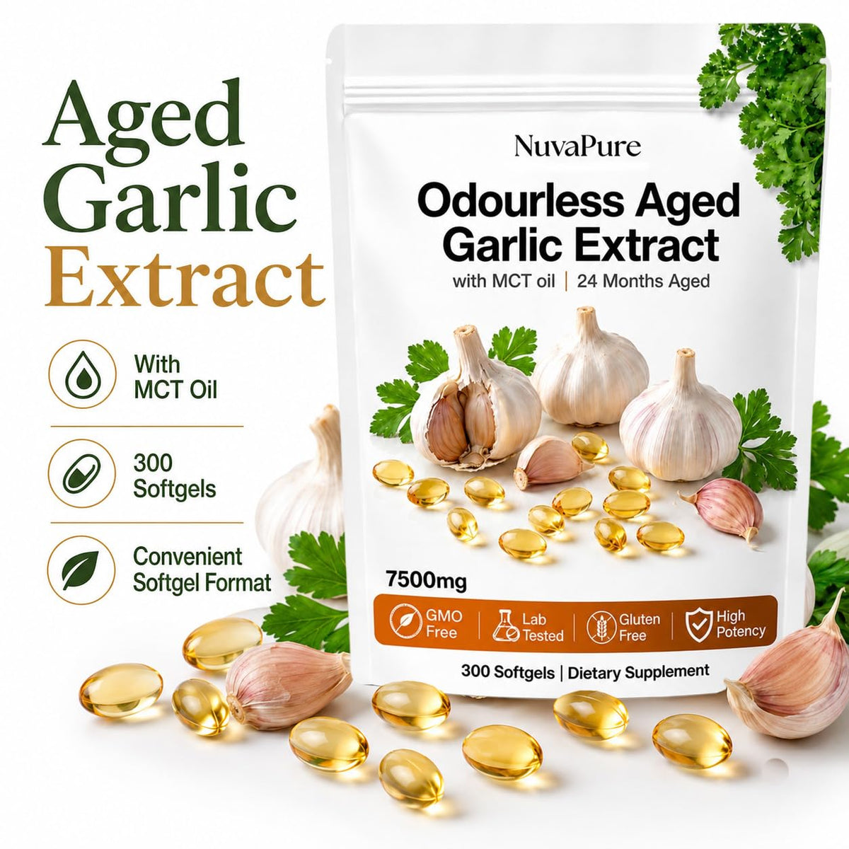 Lymphaire Aged Garlic 300 Softgels gélules dans la main