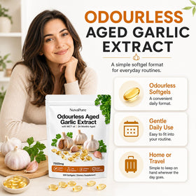 Lymphaire Aged Garlic 300 Softgels gélules ouvertes sur une surface