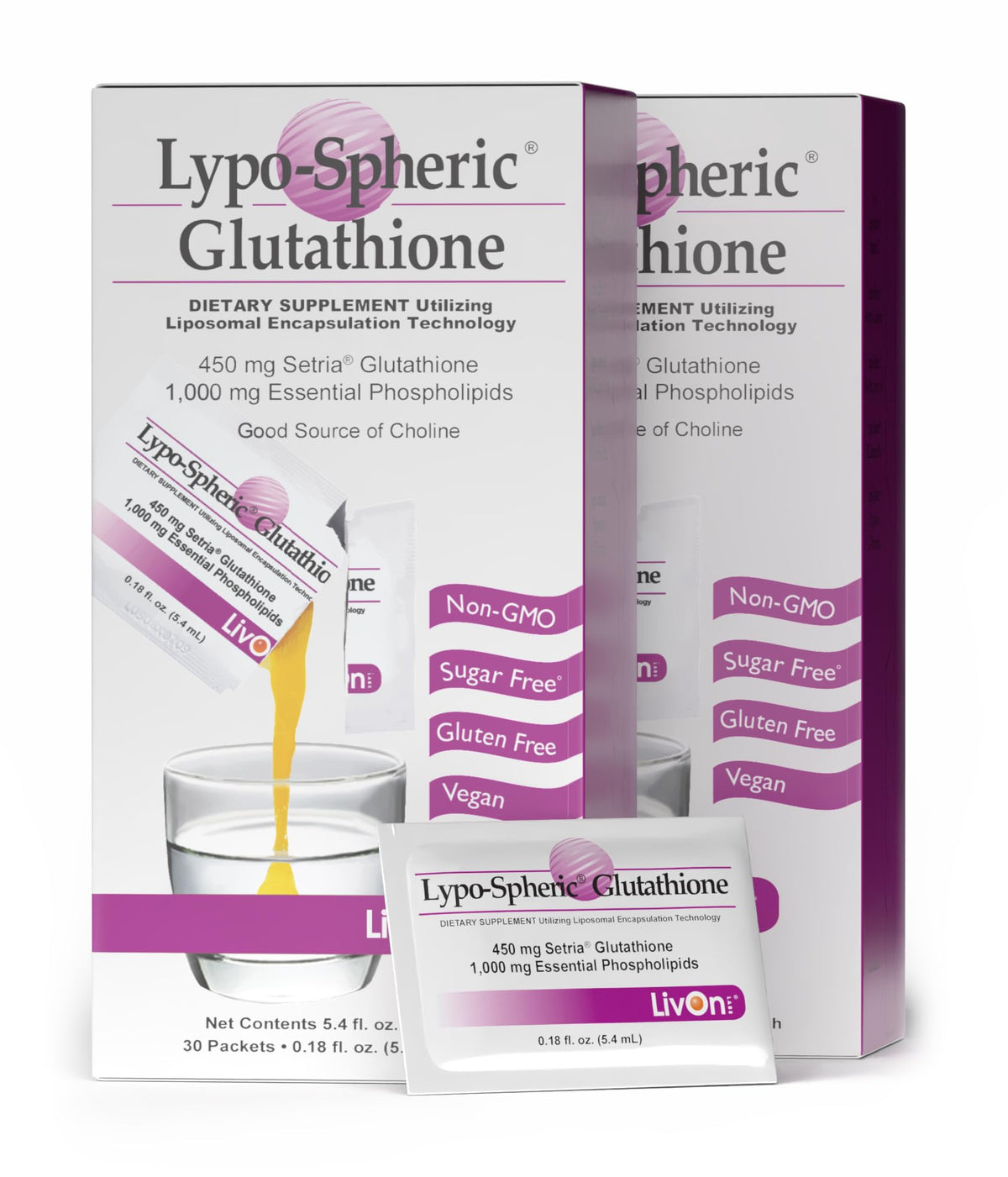 Lypo-Spheric Glutathione de LivOn Laboratories, 60 sachets en boîte