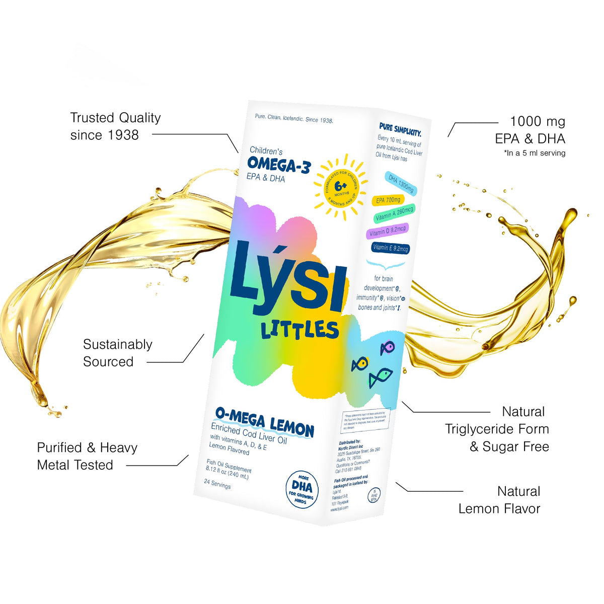 LYSI Huile de Foie de Morue Citron 480g dosette de 5ml