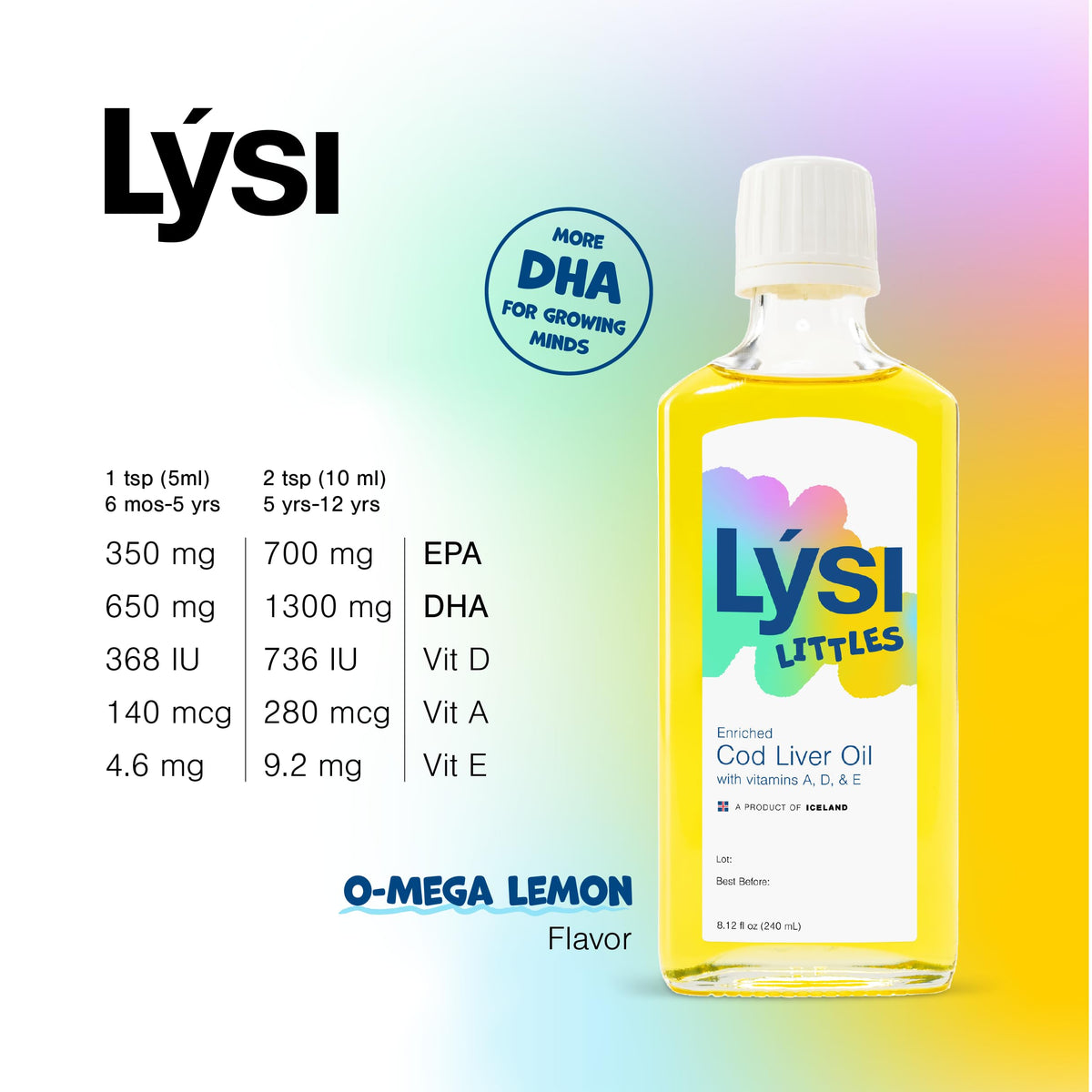 LYSI Huile de Foie de Morue Citron 480g mise en scène sur une table
