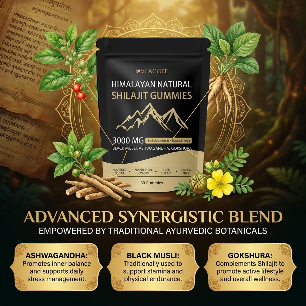 Lyva Gummies Shilajit Naturel avec une cuillère en bois