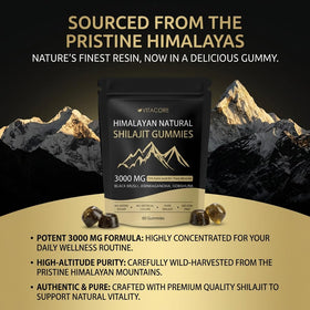 Lyva Gummies Shilajit Naturel en gros plan, texture gélifiée