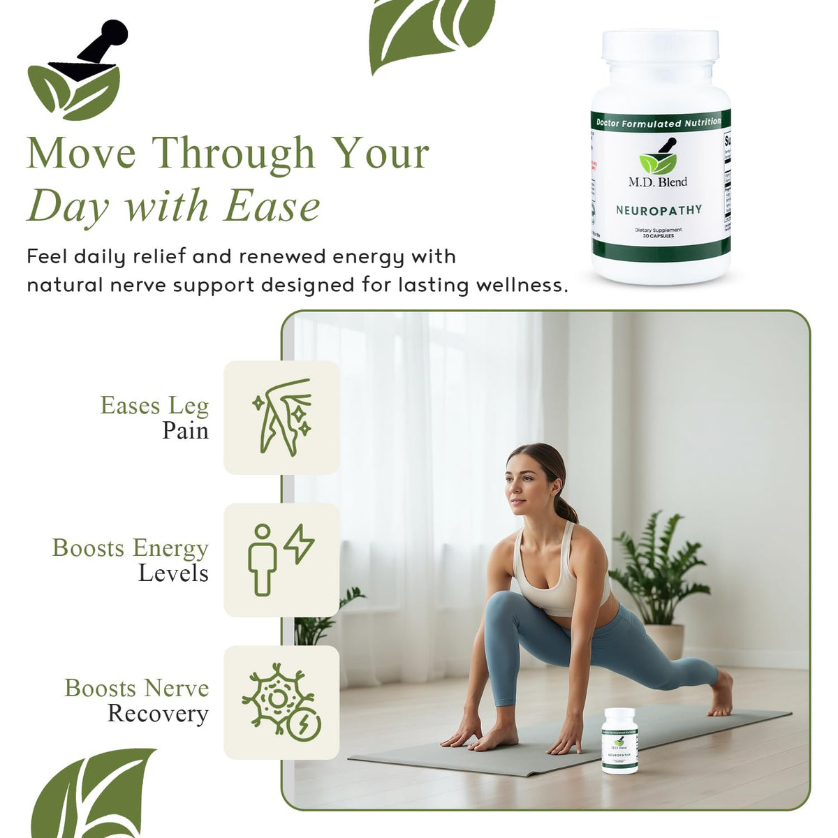 M.D. Blend Complément Alimentaire Neuropathie 30 capsules dos