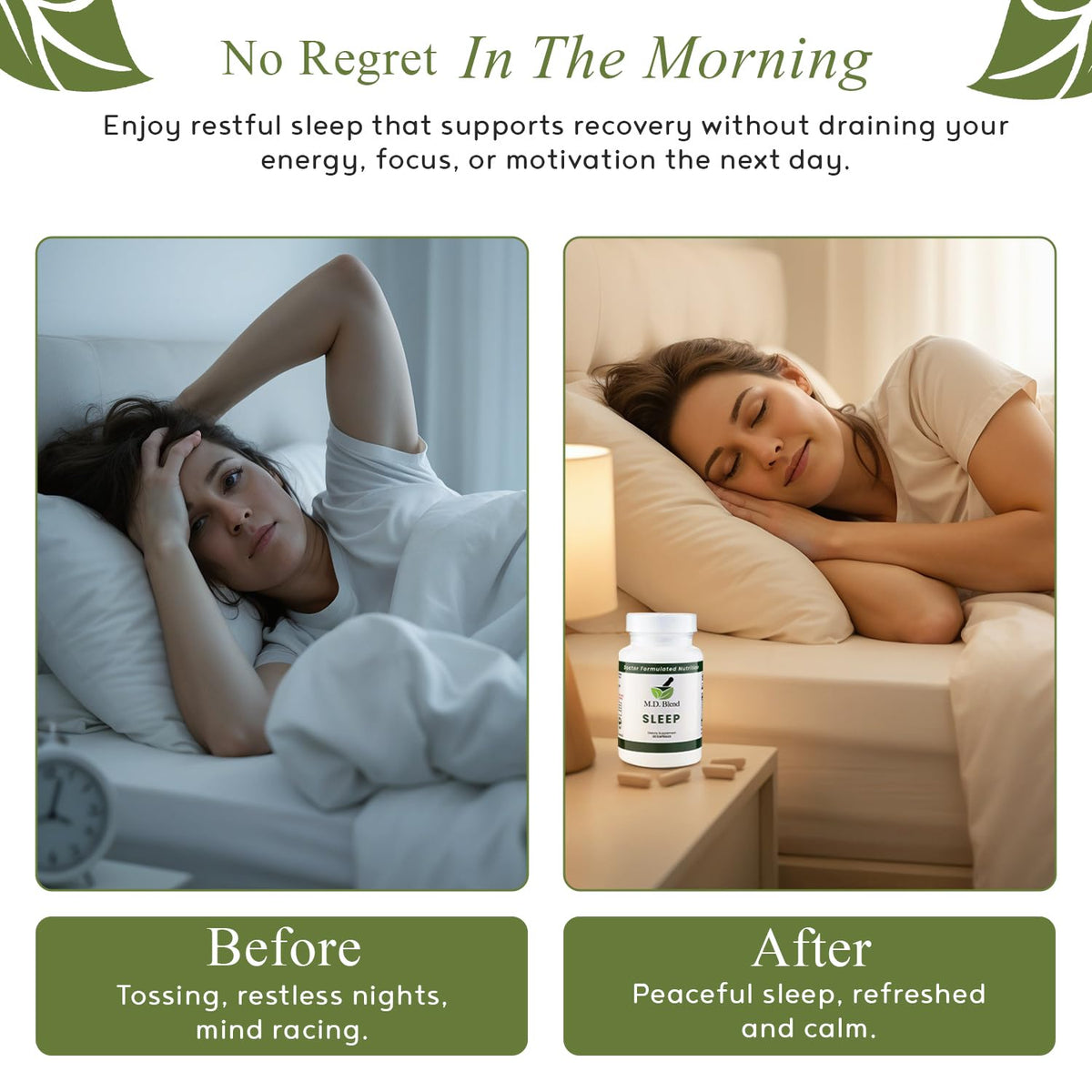 M.D. Blend Complément Sommeil capsules dans une main