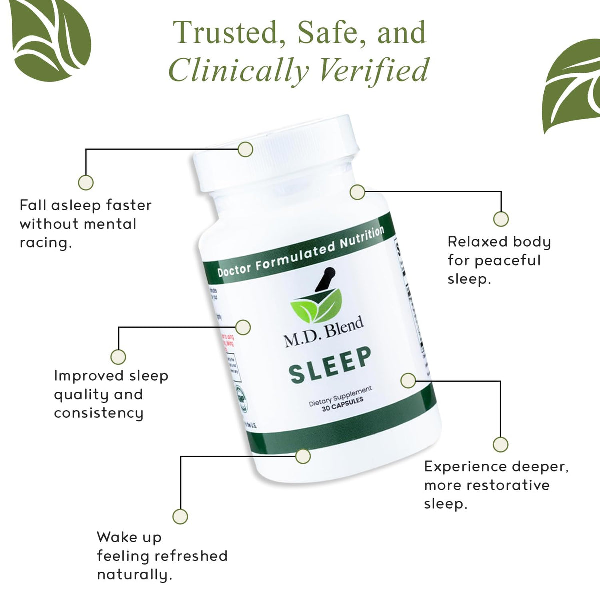 M.D. Blend Complément Sommeil vue de côté avec étiquette