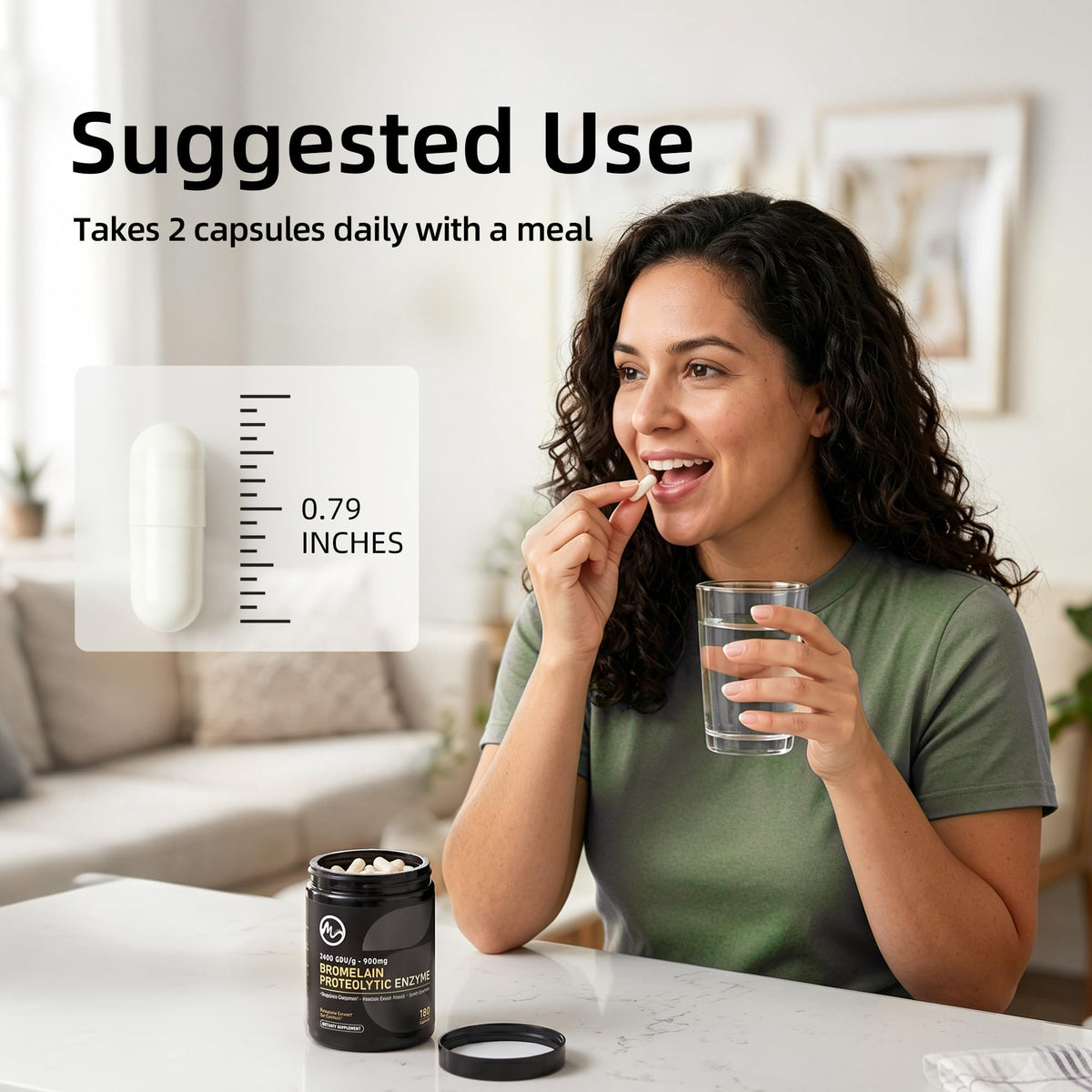 M inch Bromélaïne 900 mg capsules ouvertes