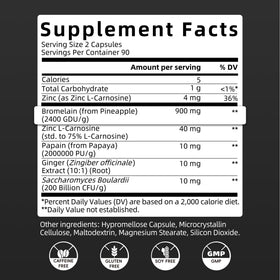 M inch Bromélaïne 900 mg capsules sur une table