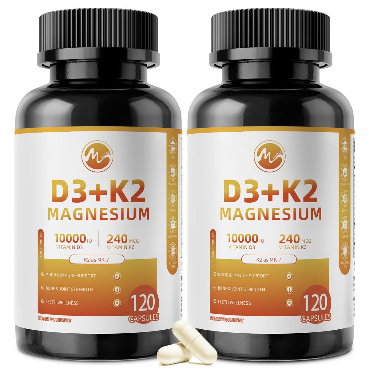 M inch D3 K2 avec Magnésium capsules avant