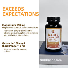M inch D3 K2 avec Magnésium capsules en gros plan