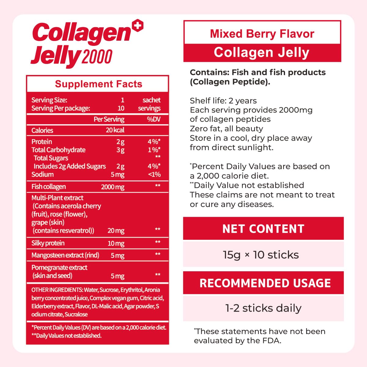 m2 Collagen Peptide Jelly Stick avec des ingrédients naturels