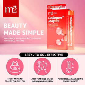 m2 Collagen Peptide Jelly Stick sur une table en bois