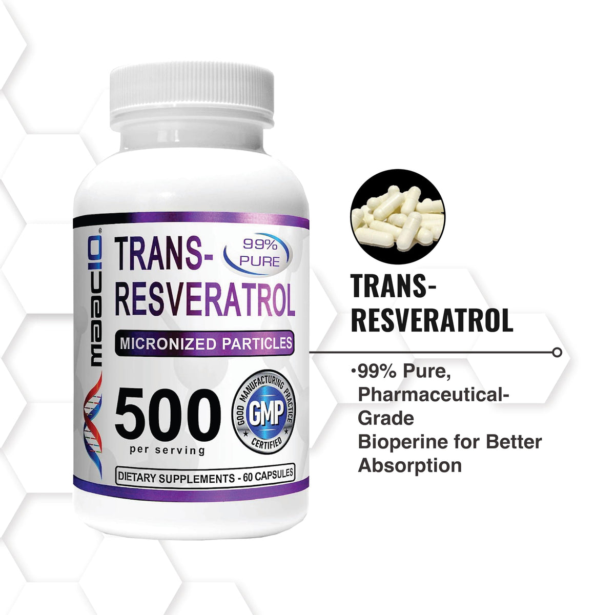 MAAC10 Trans-Resvératrol 500mg avec dosage recommandé