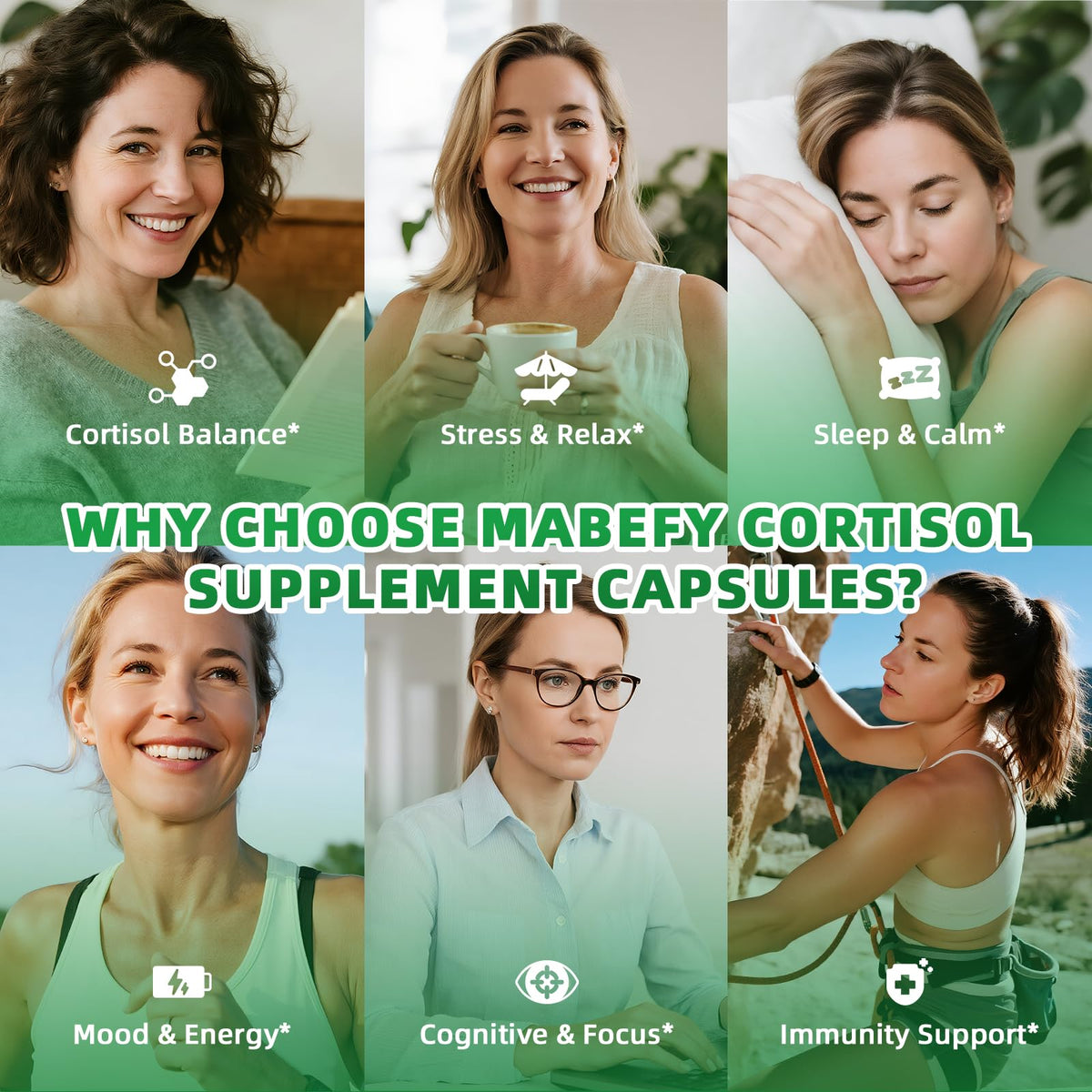 MABEFY Compléments Alimentaires Cortisol 120 capsules sur fond blanc
