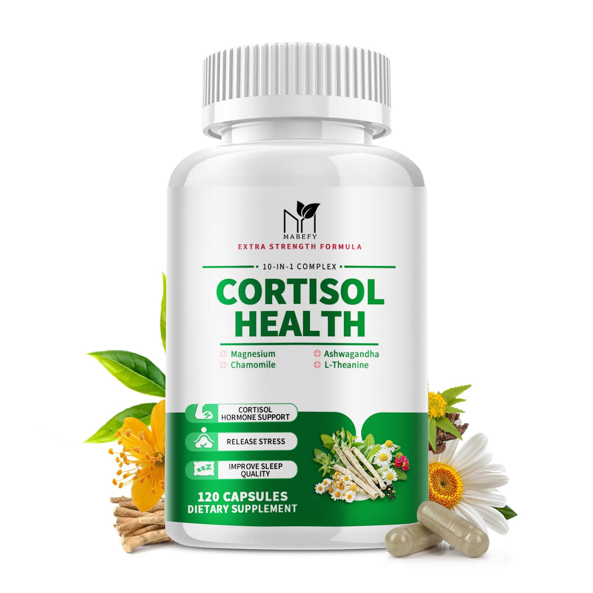 MABEFY Compléments Alimentaires Cortisol 120 capsules vue avant