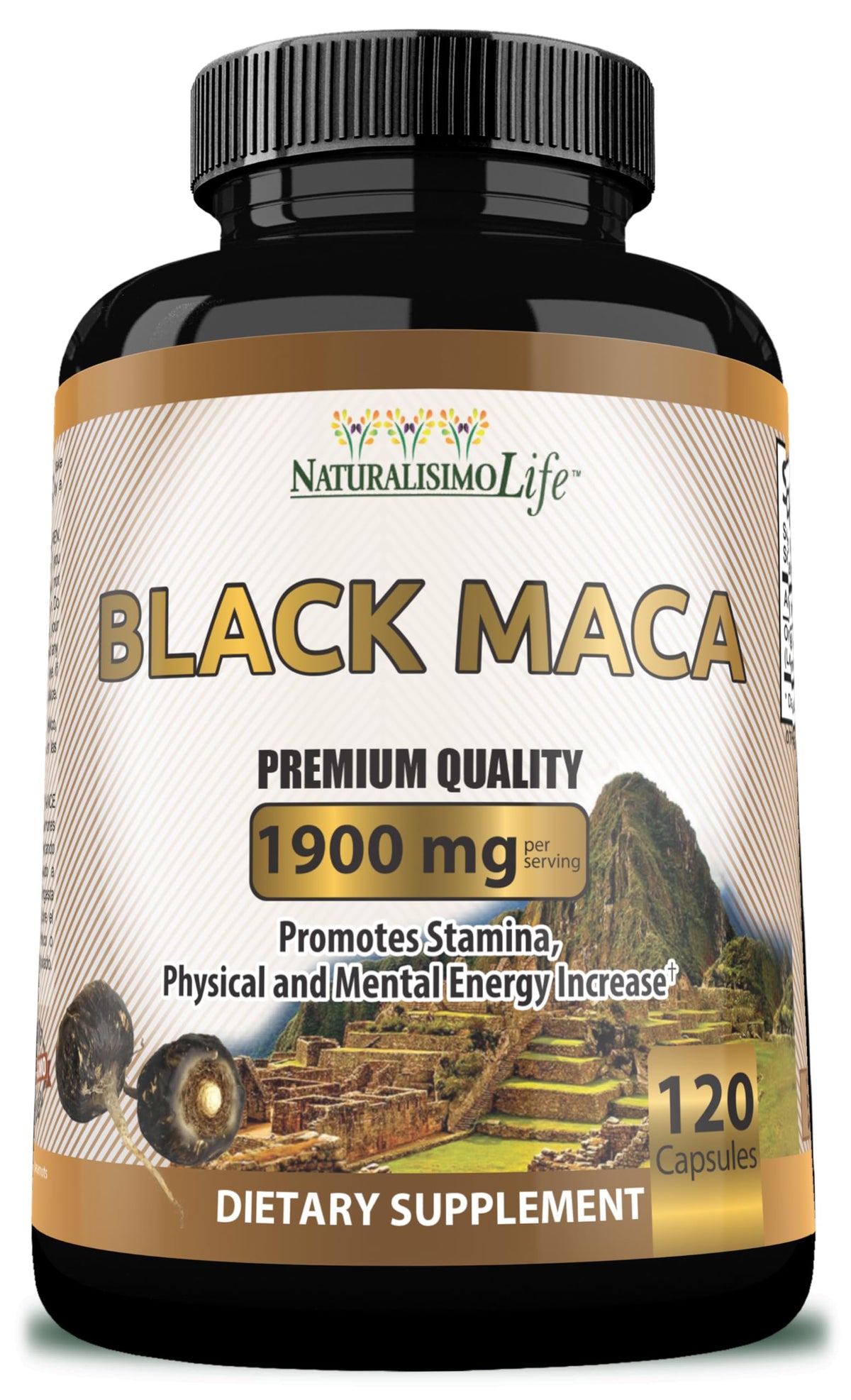Maca Noire Bio de NaturalisimoLife 120 capsules vue avant