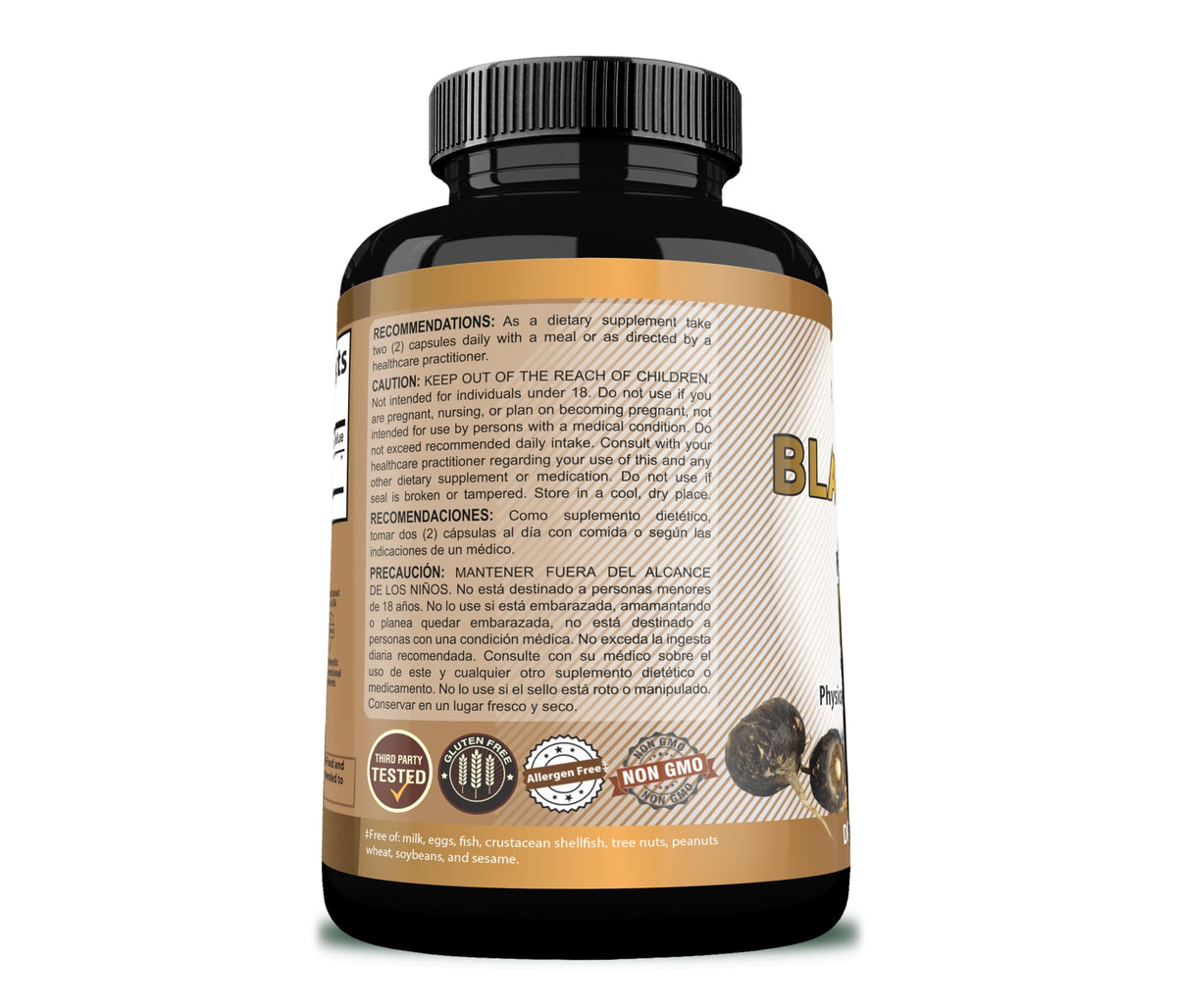 Maca Noire Bio, racine de maca sur fond blanc