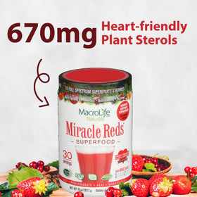 MacroLife Naturals Miracle Reds, vue de dos avec informations nutritionnelles
