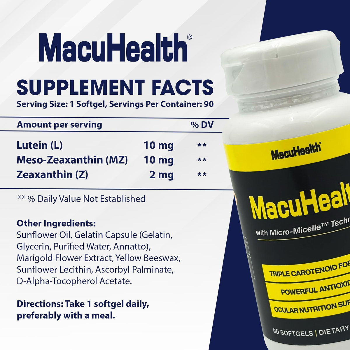 Macuhealth complément alimentaire caroténoïdes, gélules sur une cuillère