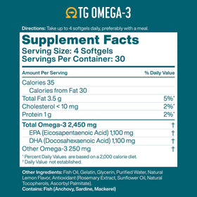 Macuhealth huile de poisson Omega 3 1100mg DHA EPA gélules vue arrière