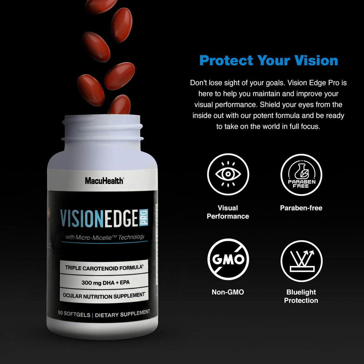 Macuhealth Vision Edge PRO complément alimentaire 100g arrière avec informations