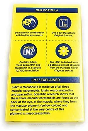 Macushield 90 capsules avec une main pour l'échelle