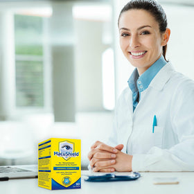 Macushield 90 capsules sur une table en bois