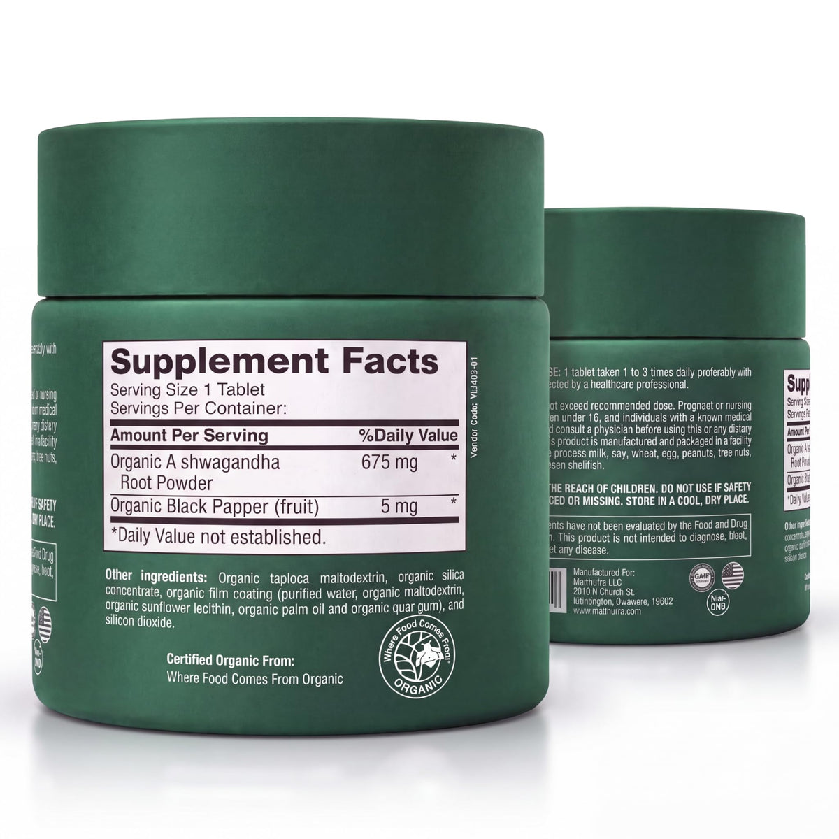 MadNutra Ashwagandha 675mg en gros plan