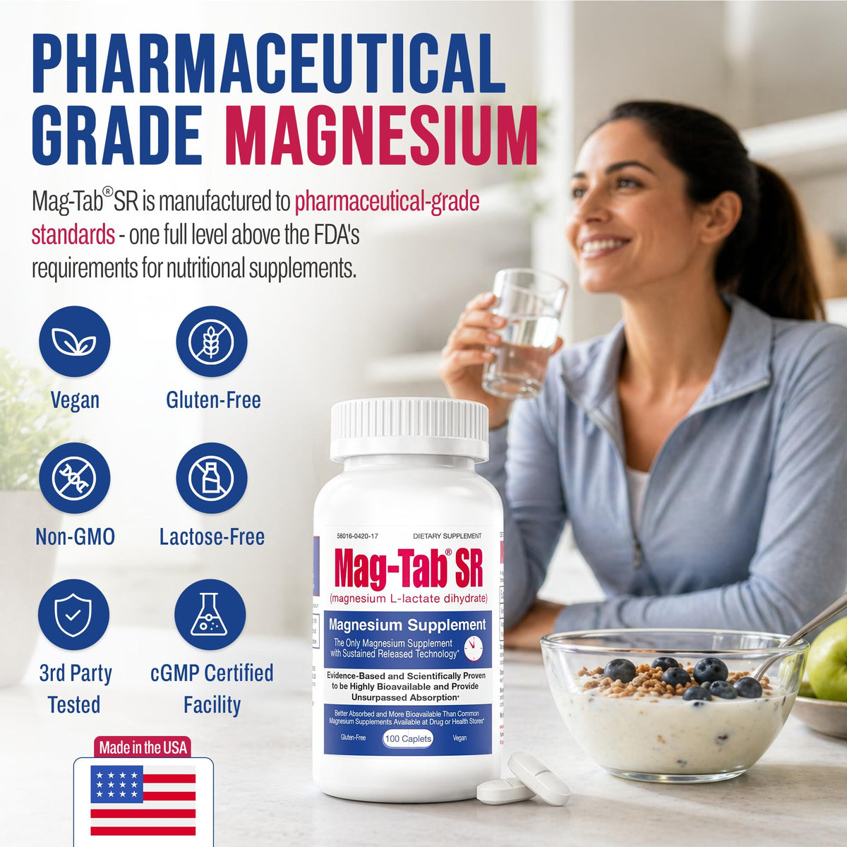 MAG-TAB SR Complément Alimentaire Magnésium Lactate 100 Comprimés ouvert