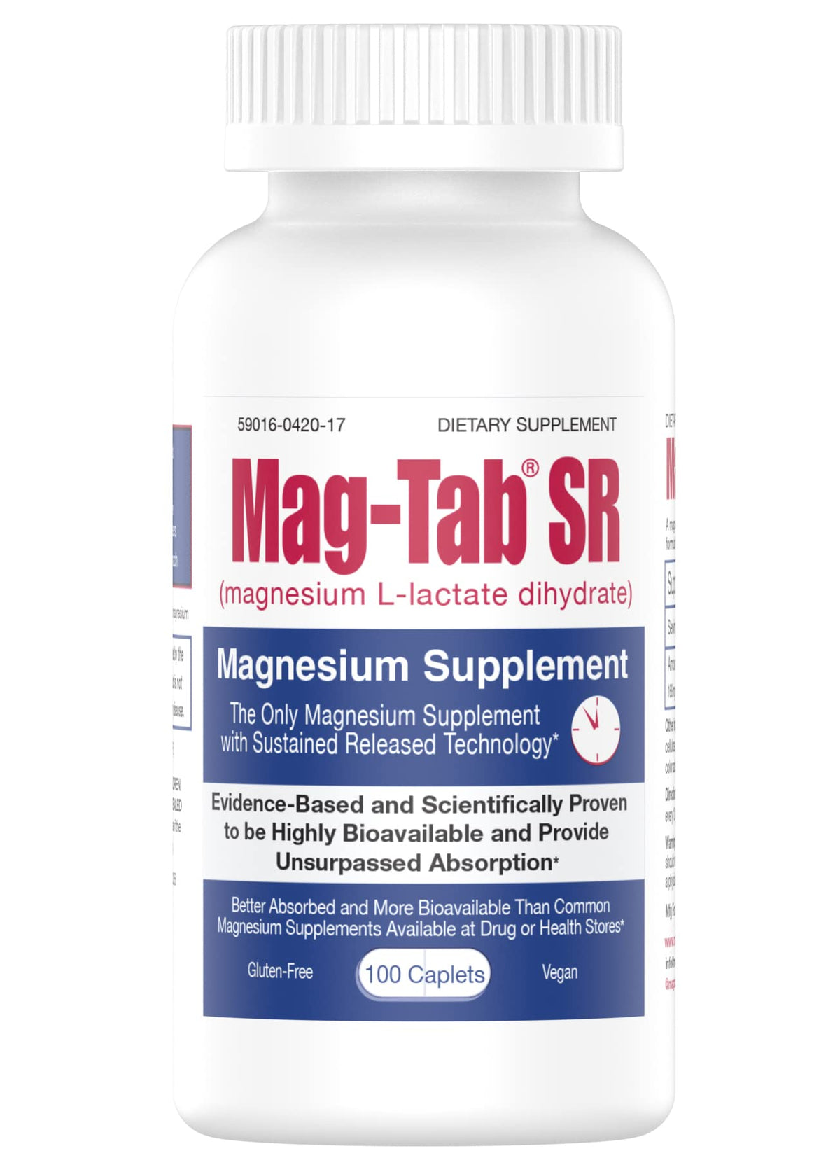 MAG-TAB SR Complément Alimentaire Magnésium Lactate 100 Comprimés vue avant