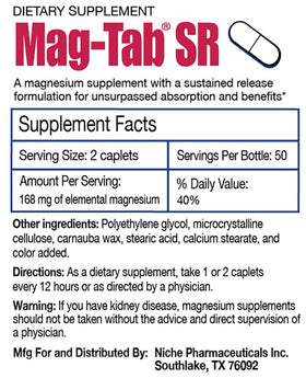 MAG-TAB SR Complément Alimentaire Magnésium Lactate 100 Comprimés vue arrière
